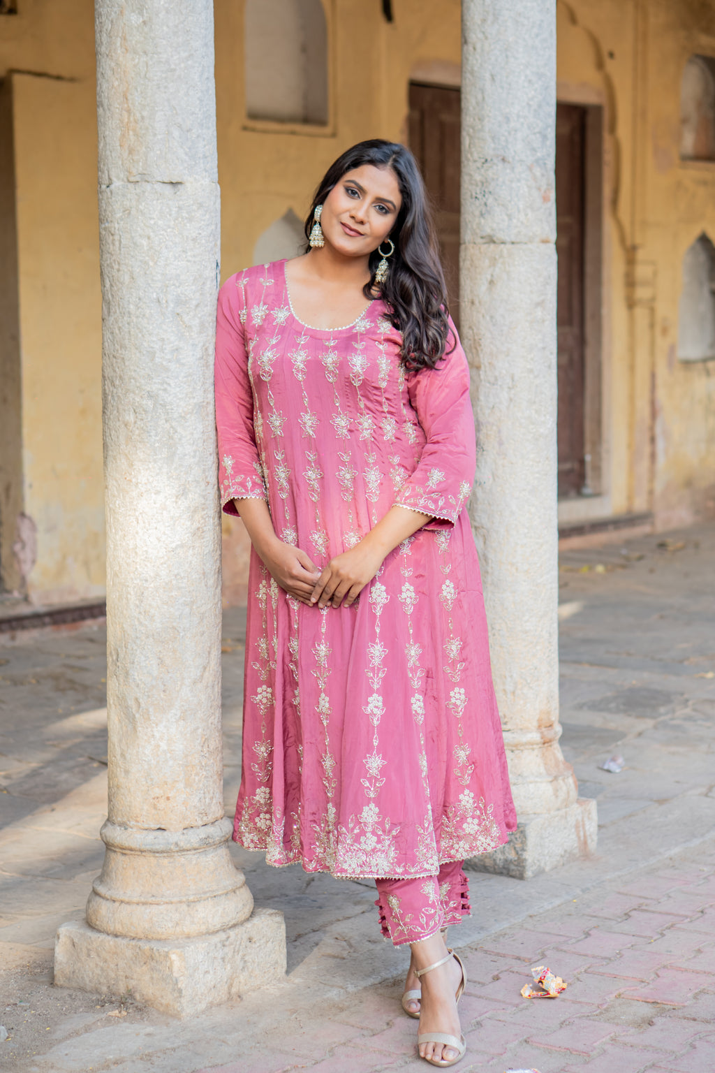 Satin grace Anarkali set