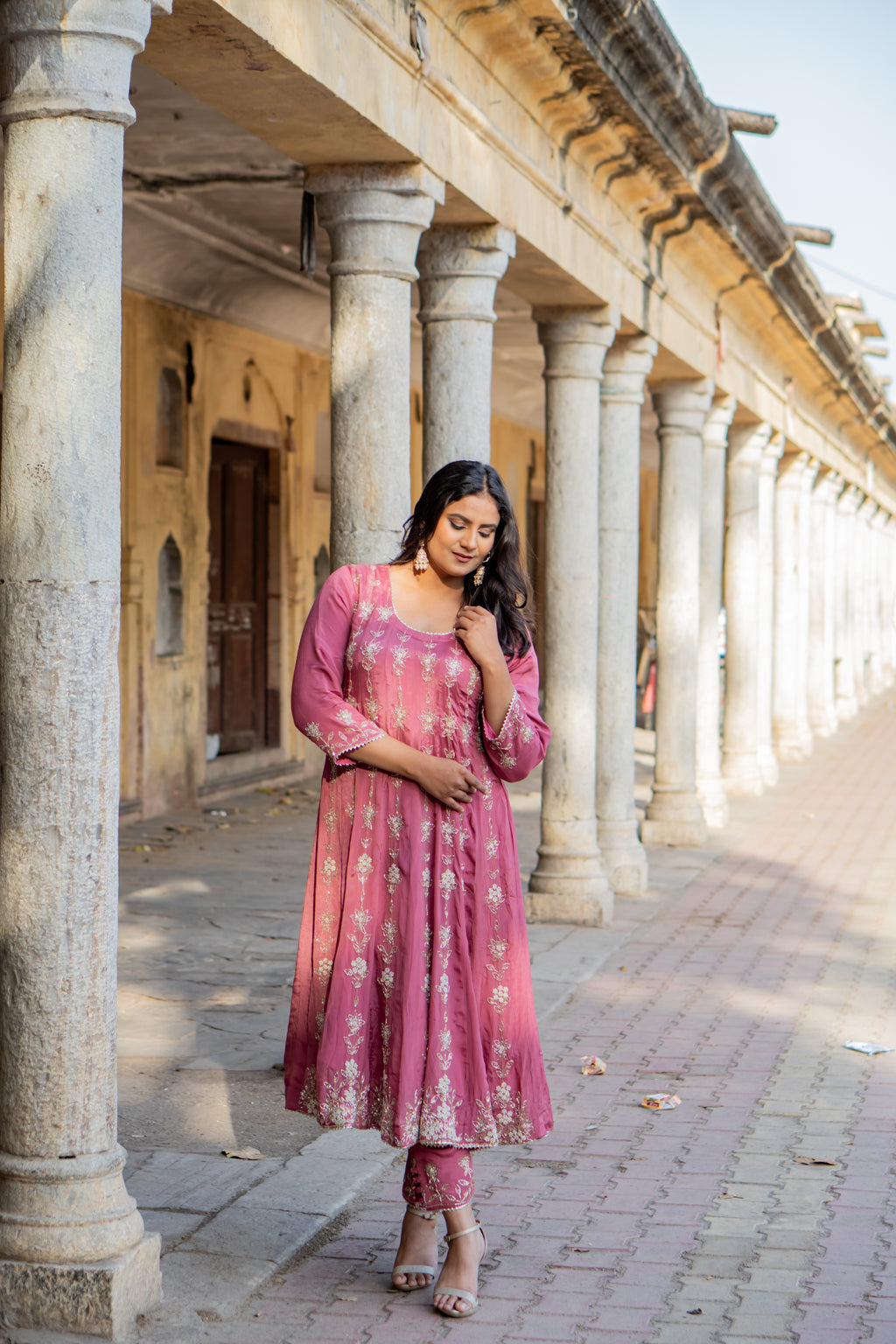 Satin grace Anarkali set