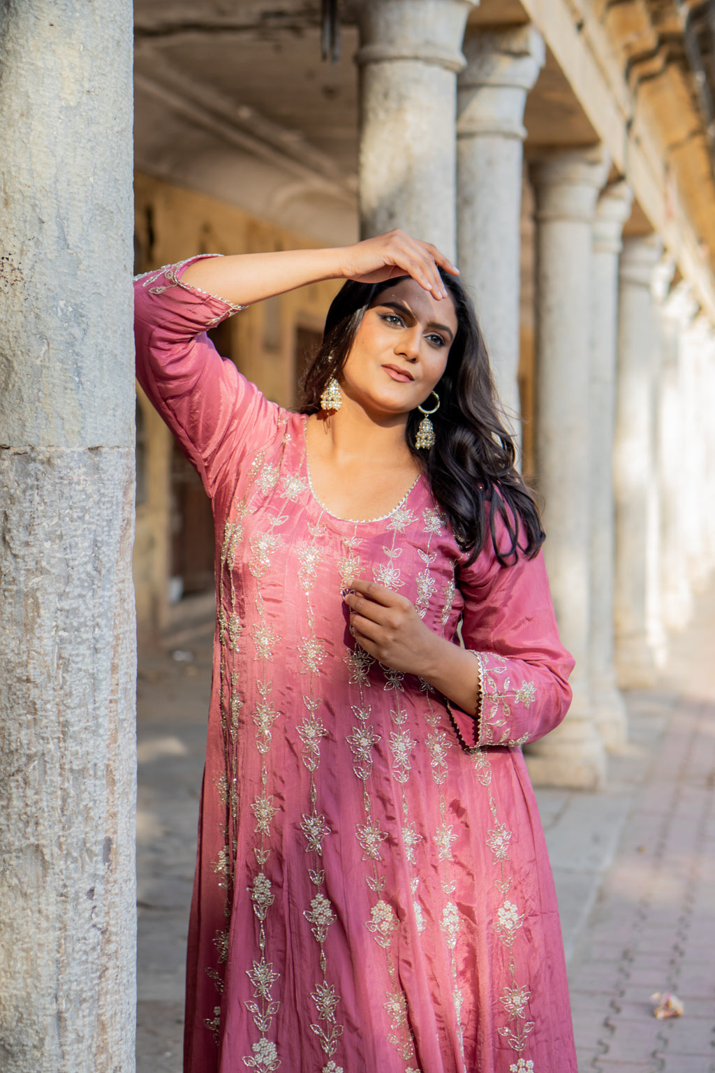Satin grace Anarkali set