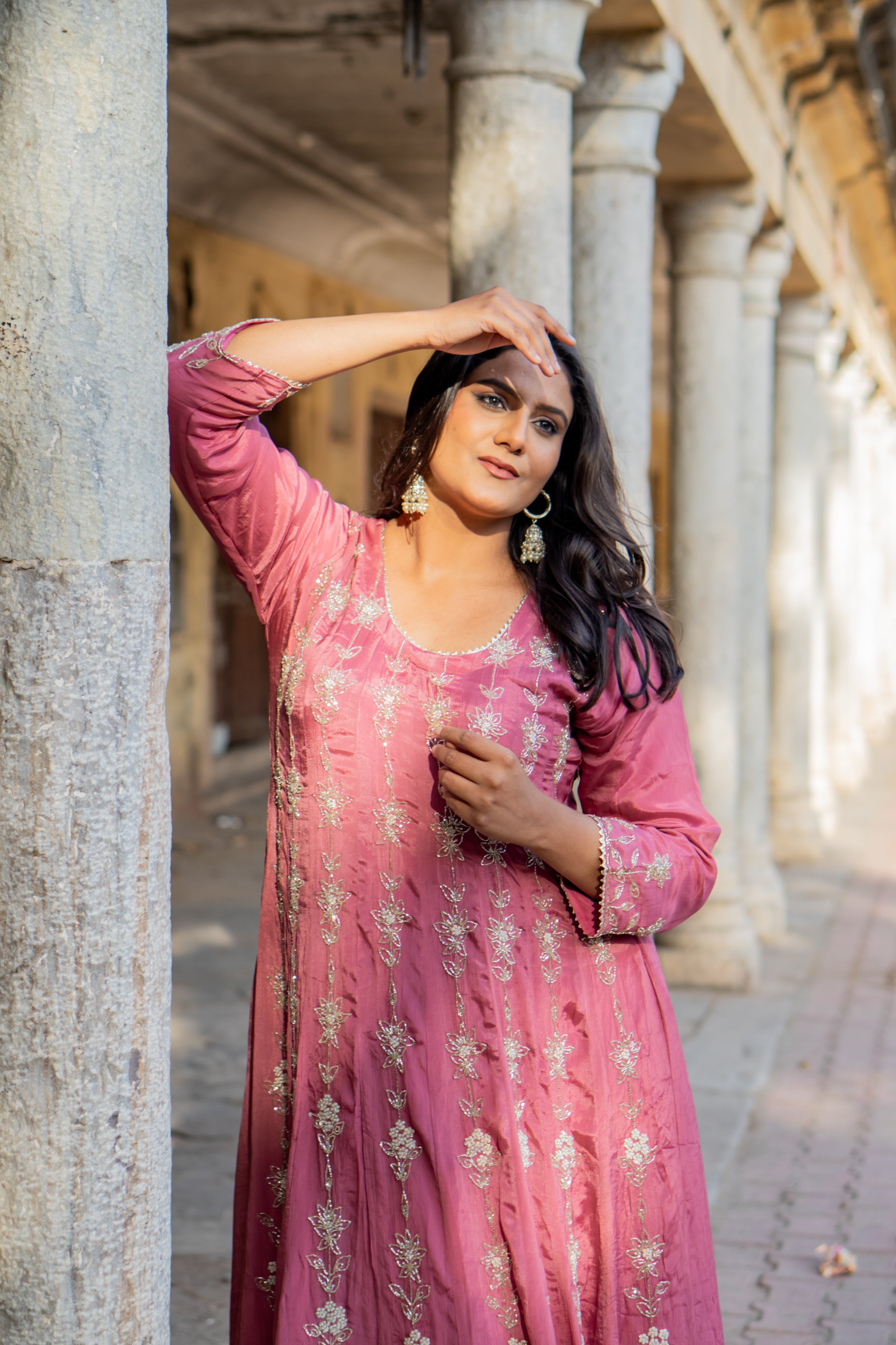 Satin grace Anarkali set