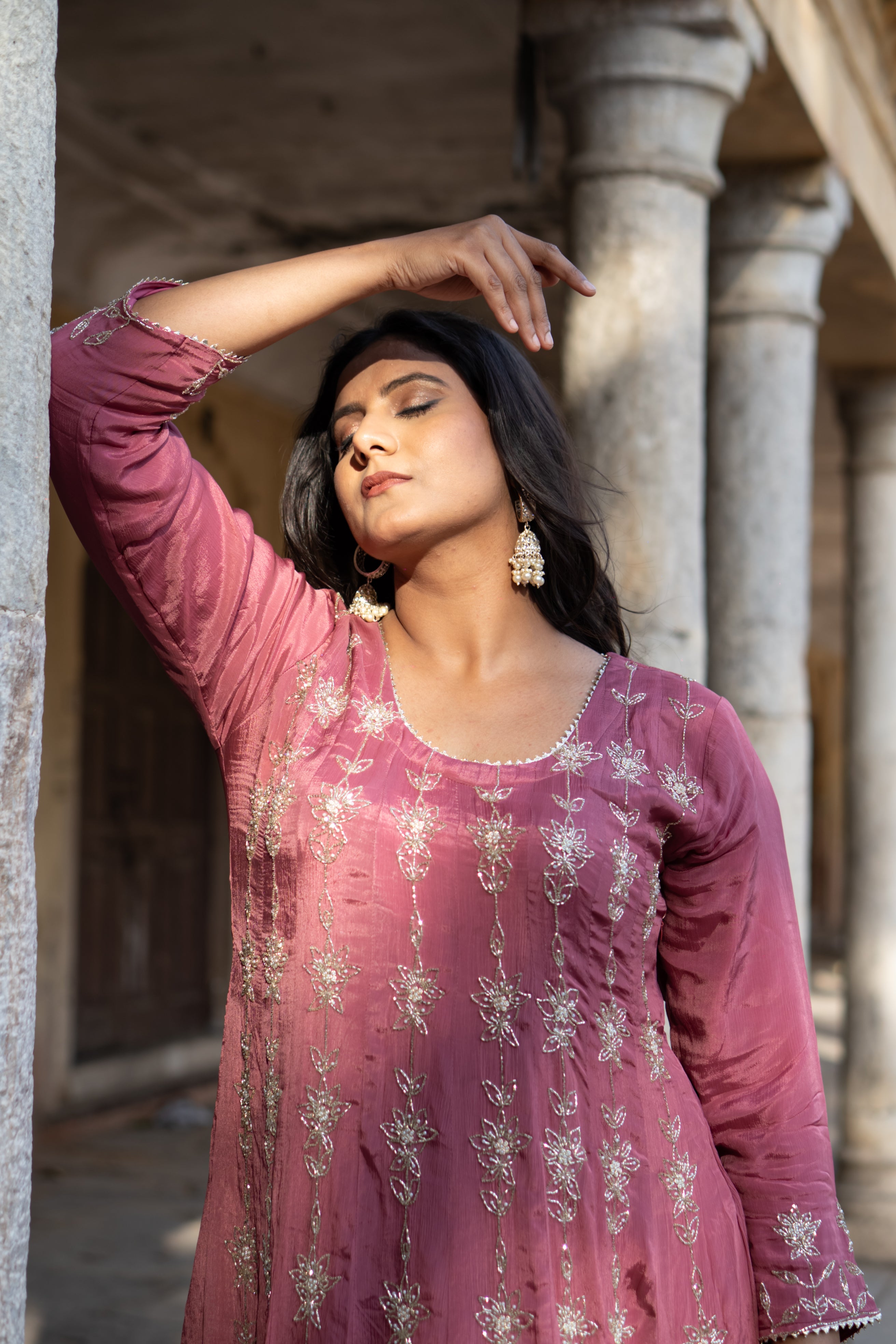 Satin grace Anarkali set