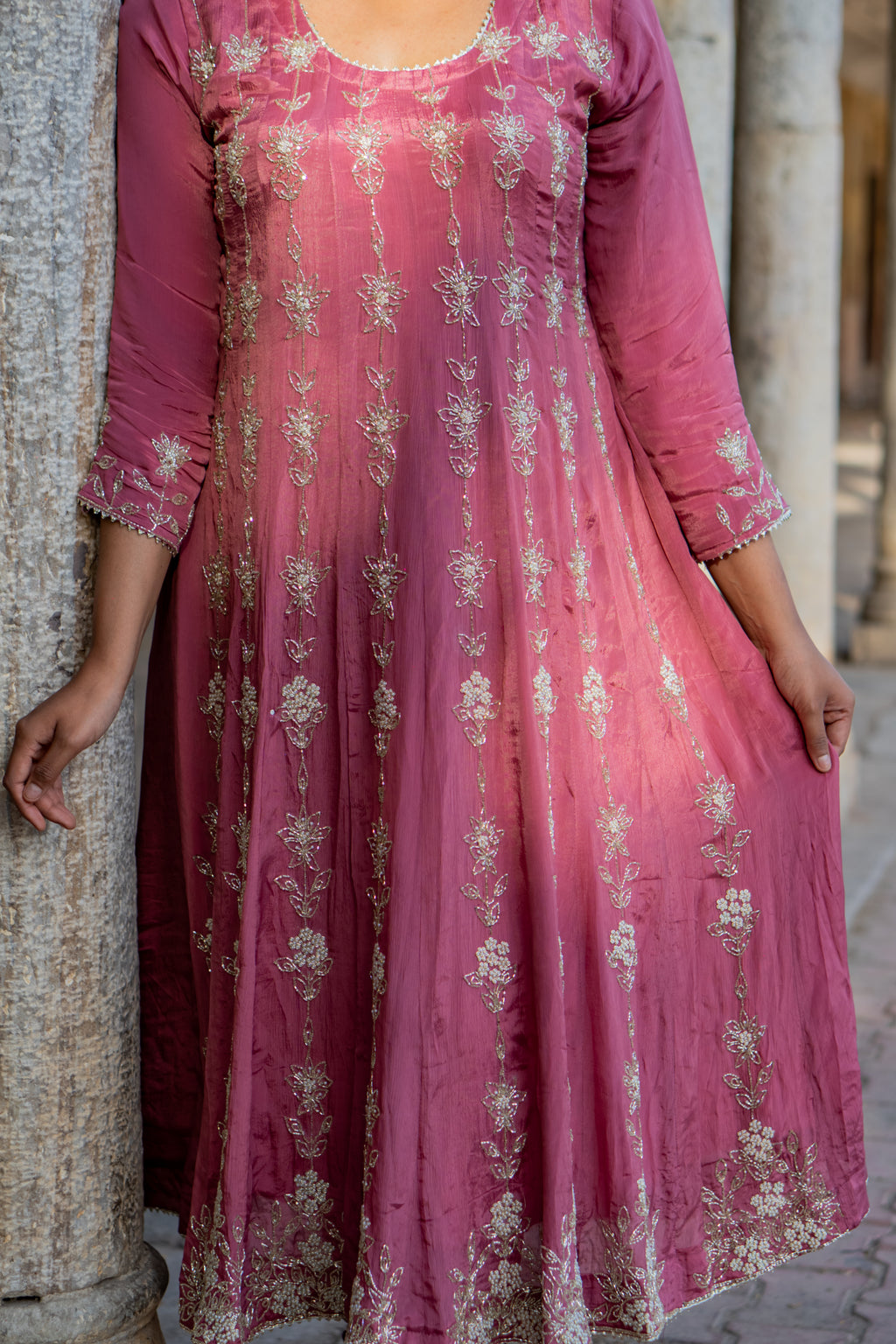 Satin grace Anarkali set