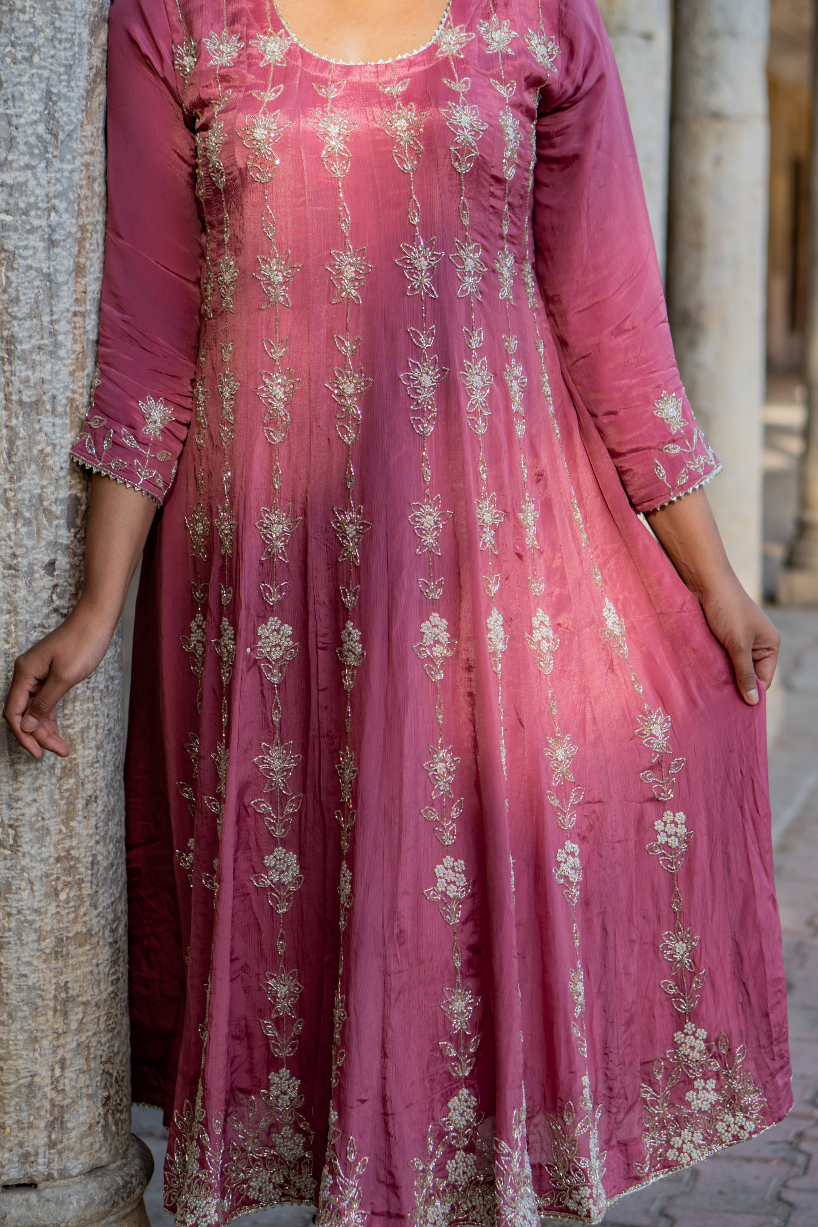 Satin grace Anarkali set