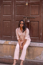 Blush peach botanical embroidered coord set