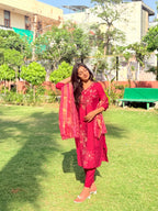 Rani pink blossom cotton suit set