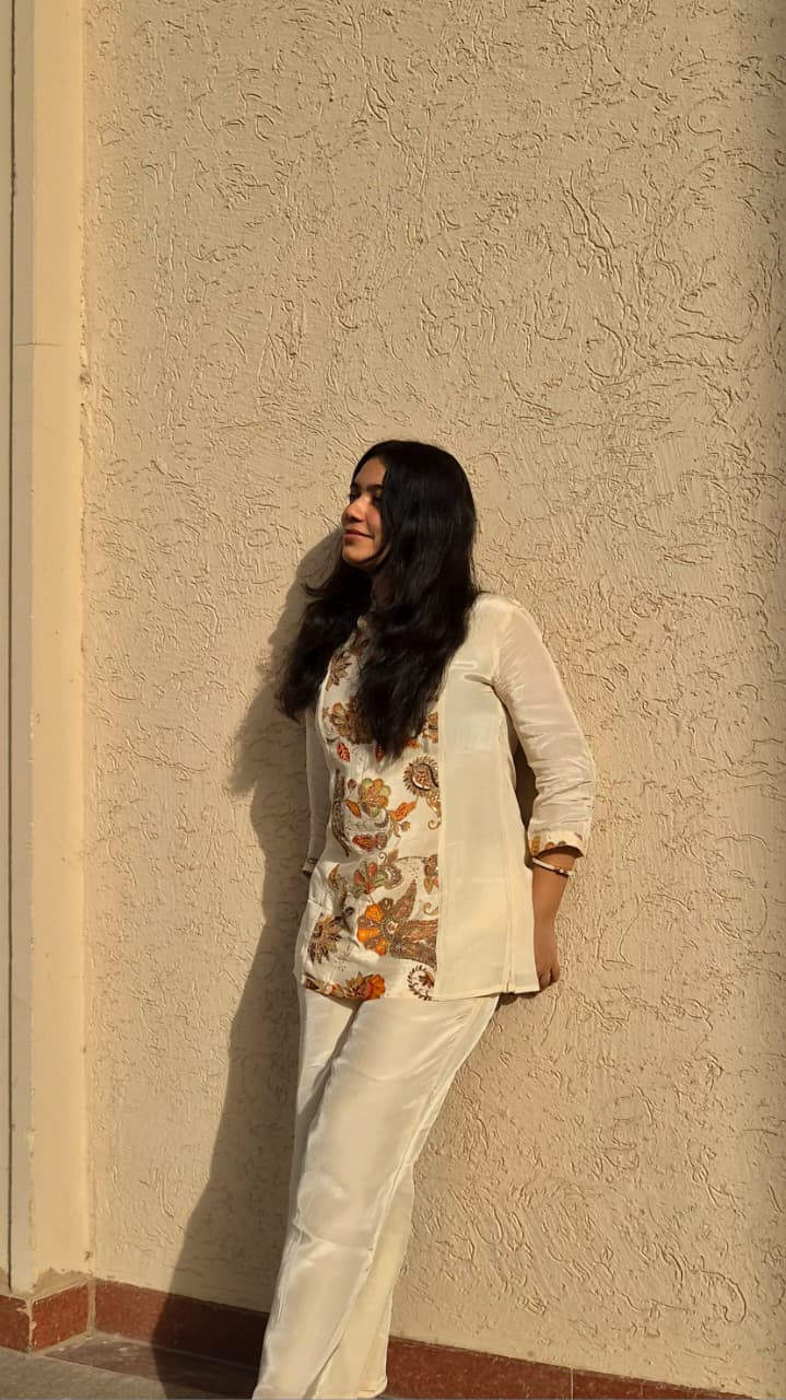 Ivory paisley embroidered coord set