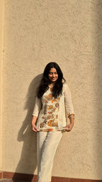 Ivory paisley embroidered coord set