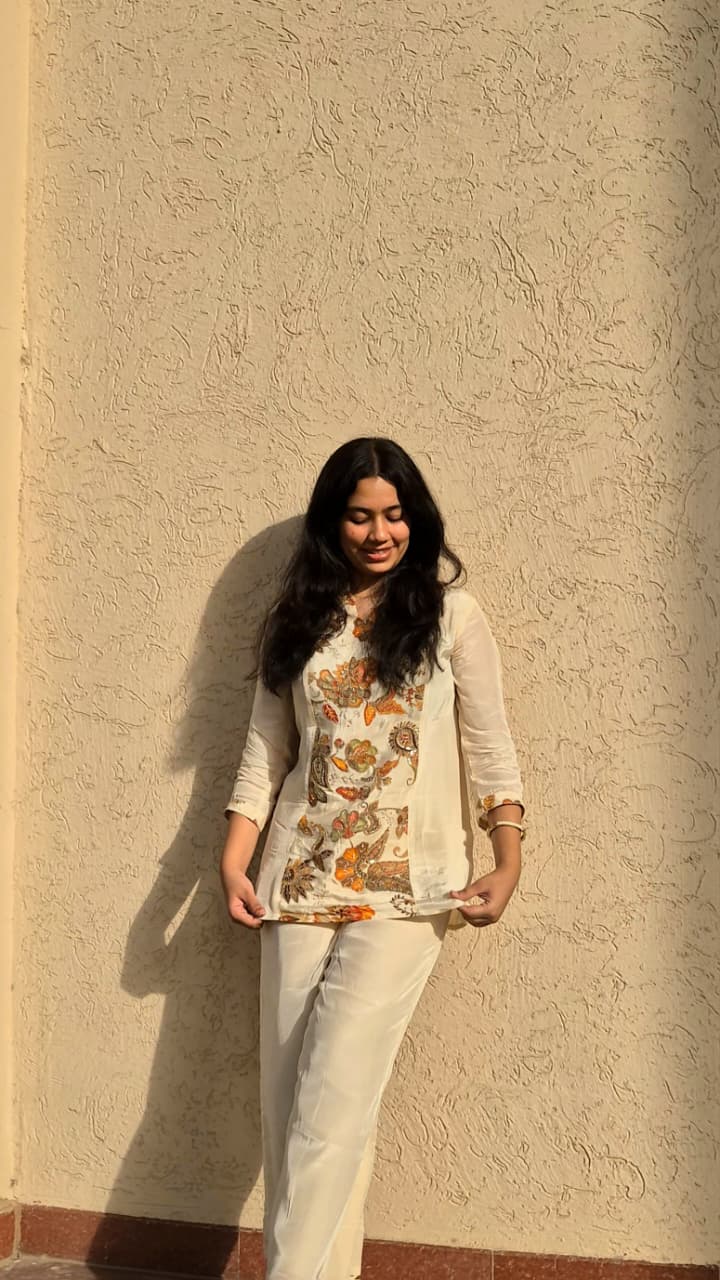 Ivory paisley embroidered coord set