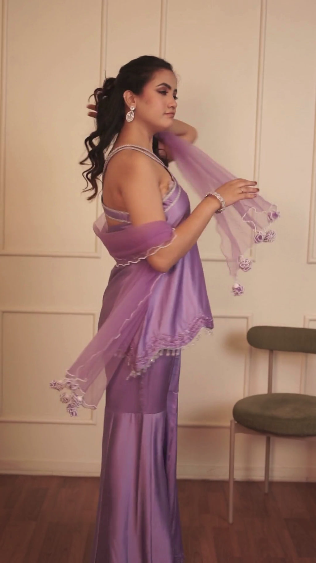 Adaah lilac handwork sharara set